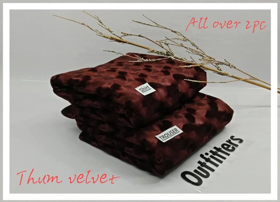 2pc Elegant Velvet pluchi Winter Collection  D-7510