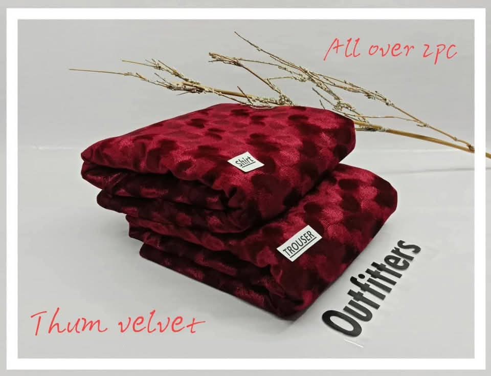 2pc Elegant Velvet pluchi Winter Collection  D-7512
