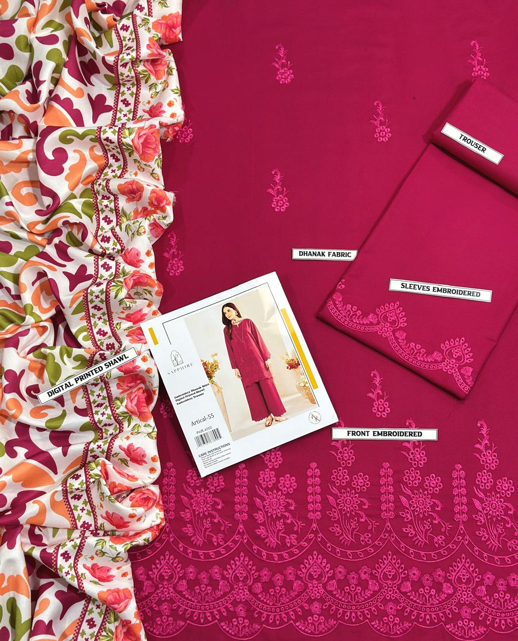 🌸 SUMMER'S COLLECTION 🌸  🟥 BRAND NAME : SAPPHIRE 🟨 CATEGORY : LAWN 3PC EMBROIDERED