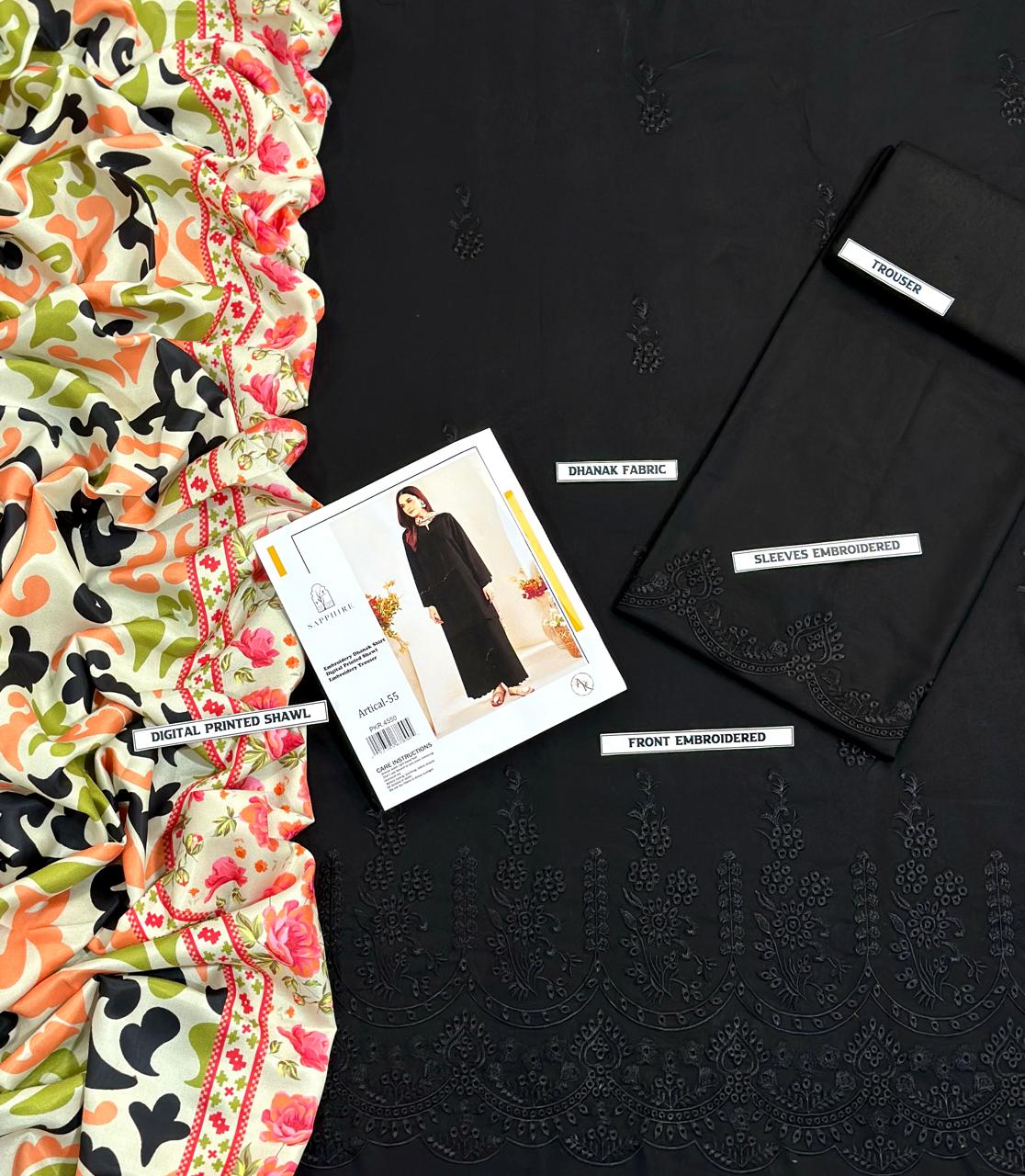 🌸 SUMMER'S COLLECTION 🌸  🟥 BRAND NAME : SAPPHIRE 🟨 CATEGORY : LAWN 3PC EMBROIDERED (003)