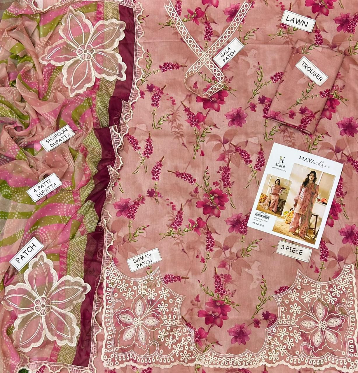 Lawn collection 2026 NUREH MOST DEMANDING EDITION 03PCS UNSTITCHED SUIT