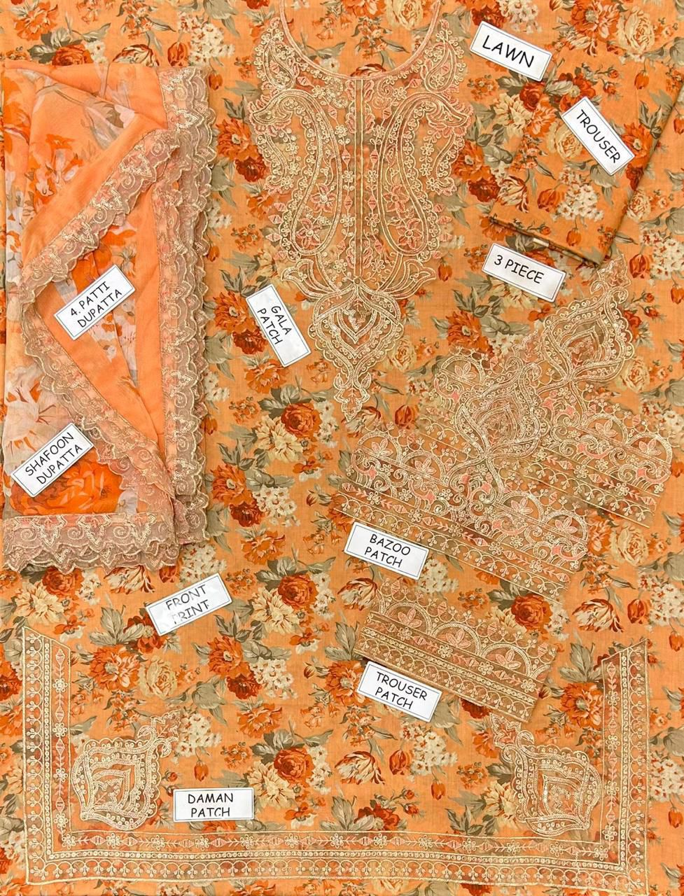 Lawn collection 2026 Mohagni MOST DEMANDING EDITION 03PCS UNSTITCHED SUIT FABRIC Digtal printed lawn9