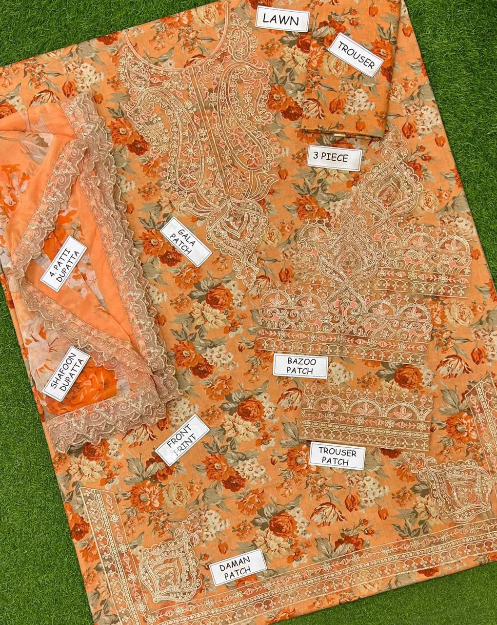 Lawn collection 2026 Mohagni MOST DEMANDING EDITION 03PCS UNSTITCHED SUIT FABRIC Digtal printed lawn9