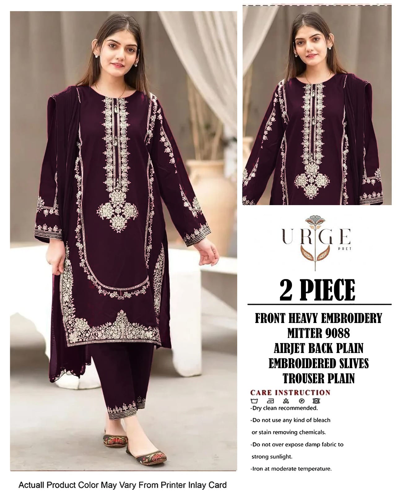 Urge 2pc Heavy embroidery UNSTITCHED