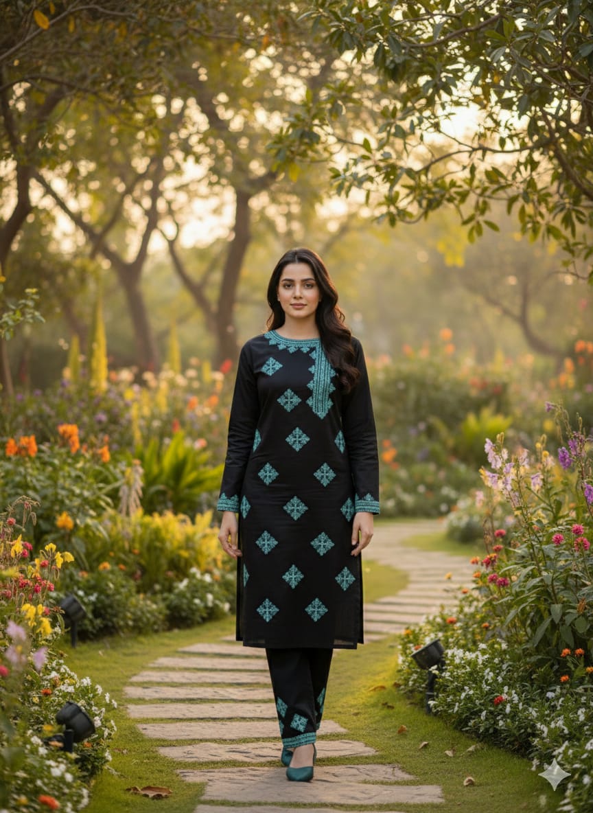 2pc-Embroidery Lawn Cotton (blue-side gala)
