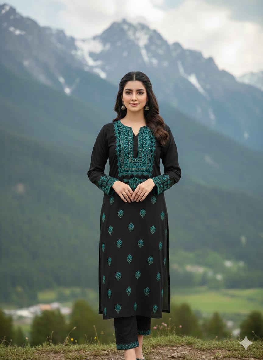 2pc-Embroidery Lawn Cotton (blue-gala)
