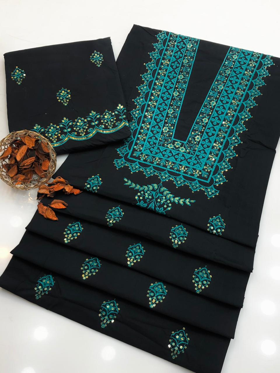 2pc-Embroidery Lawn Cotton (blue-gala)