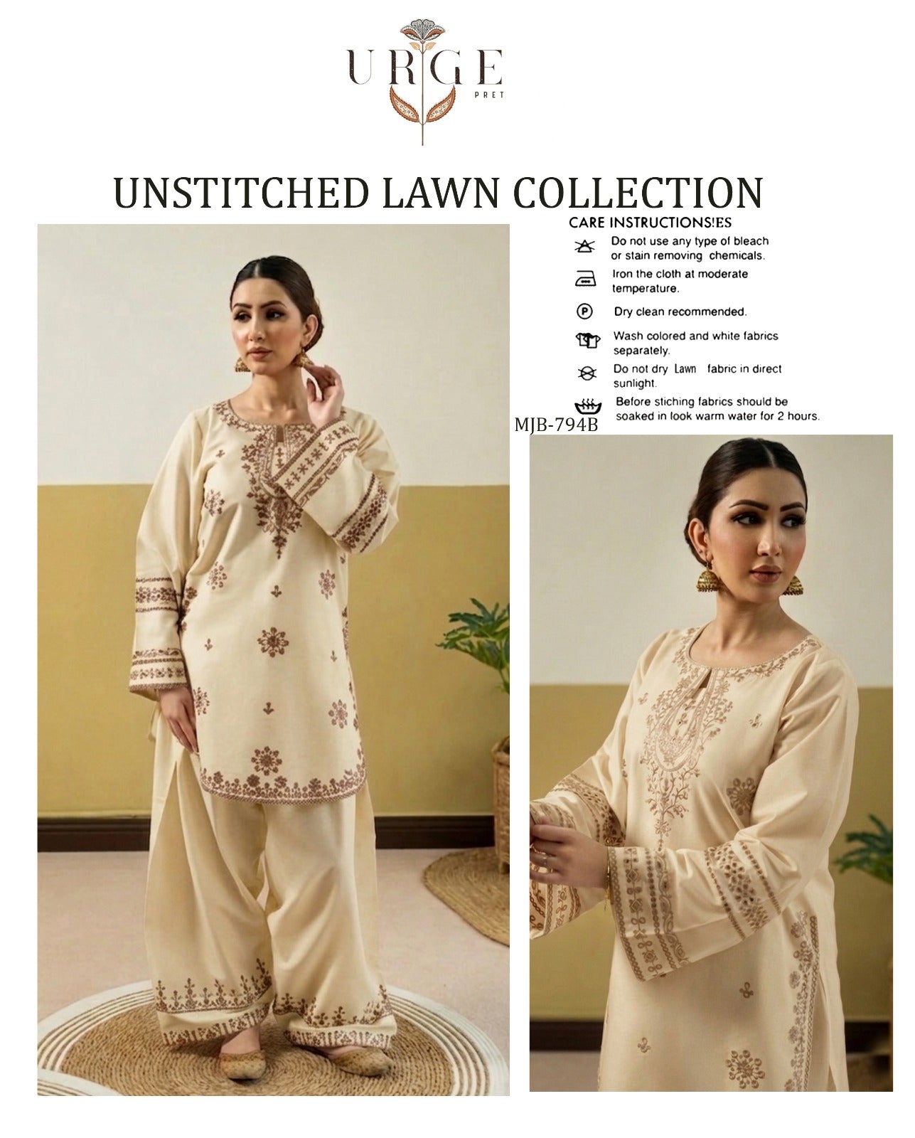 UNSTITCHED LAWN COLLECTION   (CREEM)