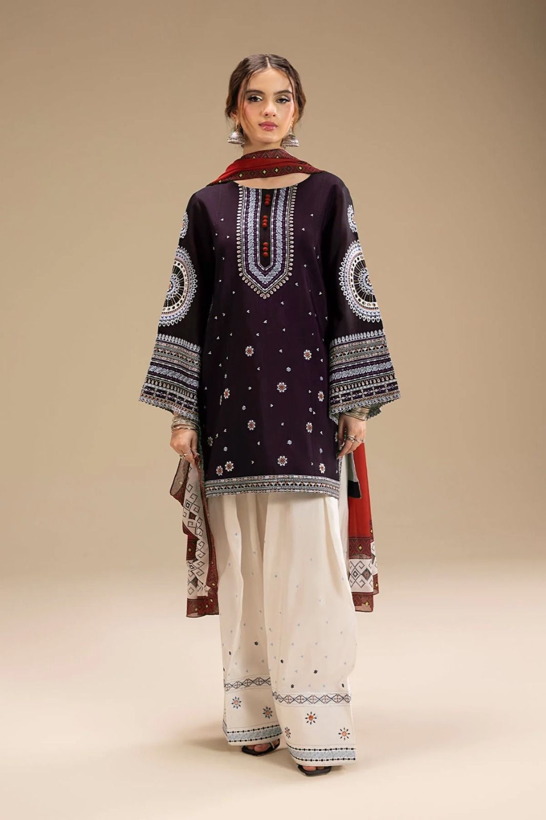 JAZMIN EMB 2pc : plum UNSTITCHED
